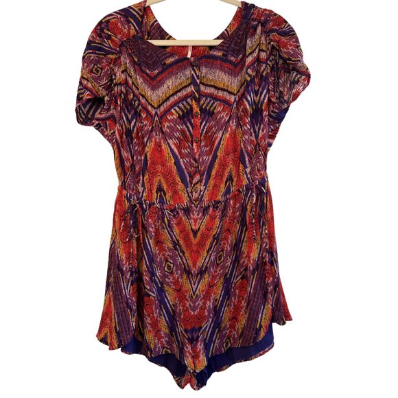 Free People “Dream All Night” Romper – Button Front, Drawstring Waist, Medium - Picture 2 of 8